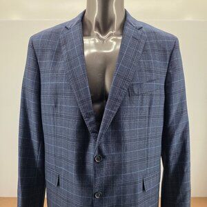 Brooks Brothers  Regent  1818 Wool Men Sport Coat Blazer Blue Windowpane 46R